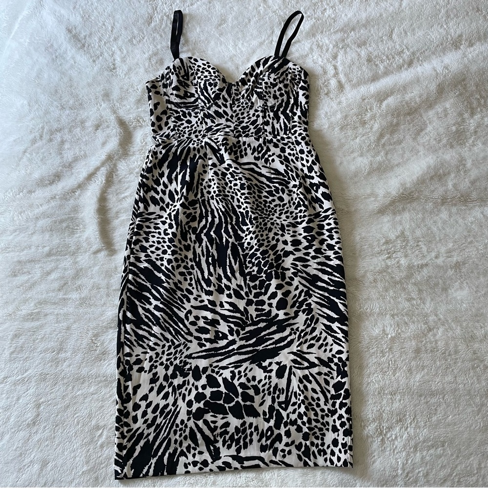 Black/white Animal Print Bustier Midi Dress - SERGIO HUDSON X TARGET sz S
